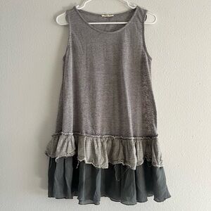 Easel Gray ruffled Top